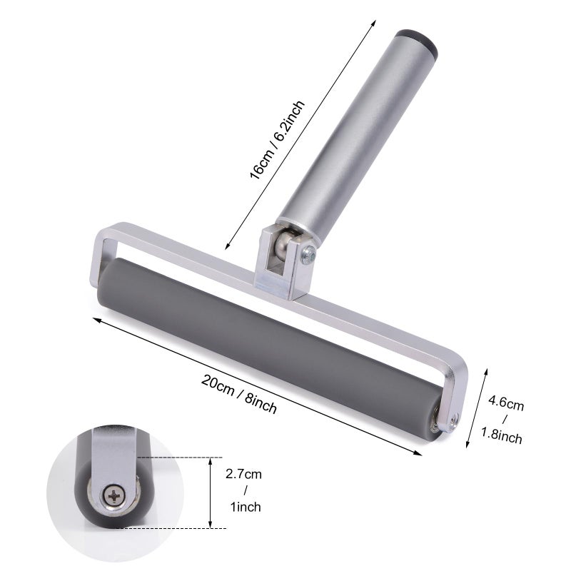 Gomake 8-Inch Rubber Pasting Roller Squeegee Rolling Wheel Power Cleaner Rubber Rollers for Crafting, Glue Roller Paint Brush for Printmaking Stamping Gluing, Anti Skid Tape Construction - Image 3